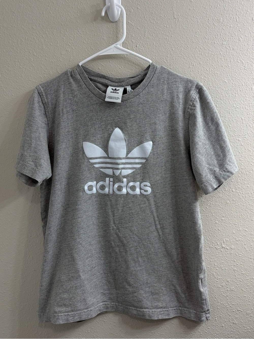 adidas Grey Tee with White Trefoil Logo